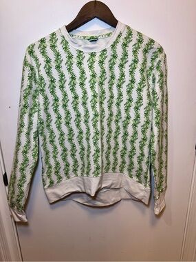 Men's Crewneck Sweater with Green Vine Print